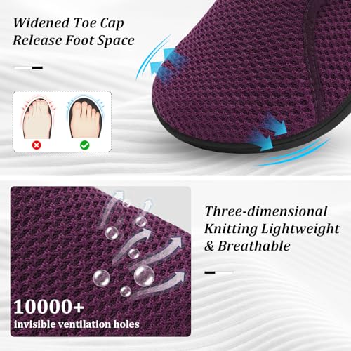 Scurtain Purple Shoes for Women Cross Training Workout Shoe Breathable Summer Spring Nurse Shoes Casual Wide Walking Shoes Comfortable Slip On Sneakers Size 9 - Image 2