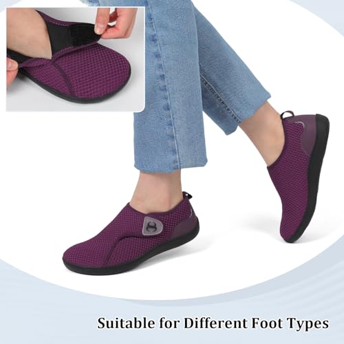 Scurtain Purple Shoes for Women Cross Training Workout Shoe Breathable Summer Spring Nurse Shoes Casual Wide Walking Shoes Comfortable Slip On Sneakers Size 9 - Image 5