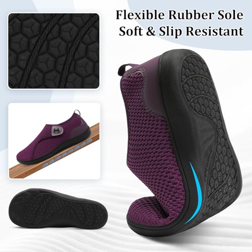 Scurtain Purple Shoes for Women Cross Training Workout Shoe Breathable Summer Spring Nurse Shoes Casual Wide Walking Shoes Comfortable Slip On Sneakers Size 9 - Image 4