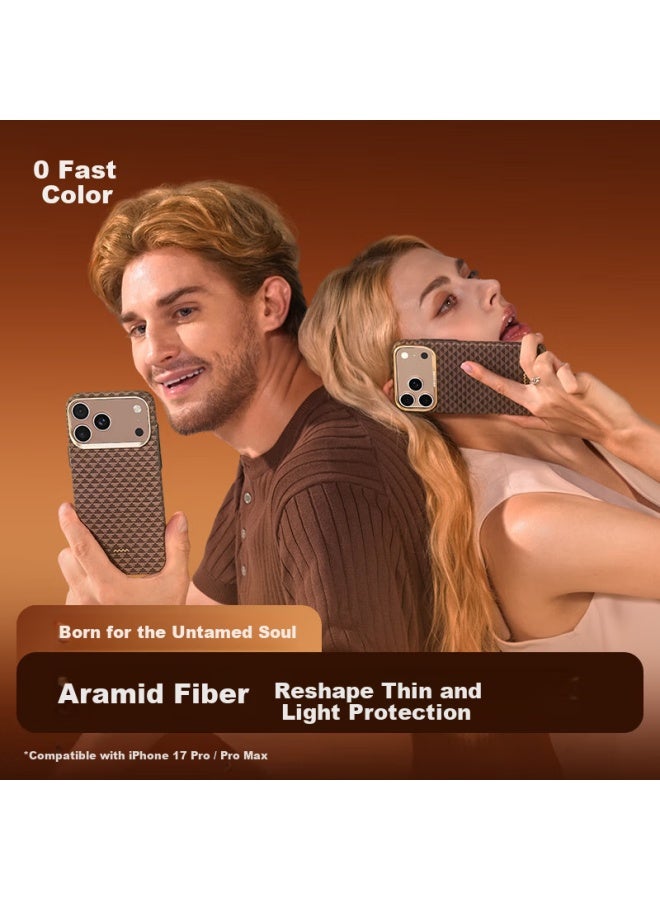 Defense Kevlar Magnetic Art Woven Business Iphone 17 Pro Max Protective Case For Men And Women, Light And Dustproof - Image 3