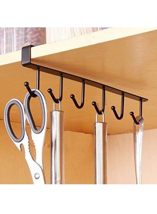 Multifunctional metal coffee cup holder under shelf, organizer with 6 hooks for cabinet or kitchen table - Image 4