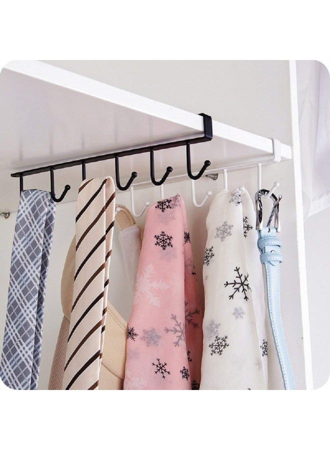 Multifunctional metal coffee cup holder under shelf, organizer with 6 hooks for cabinet or kitchen table - Image 5