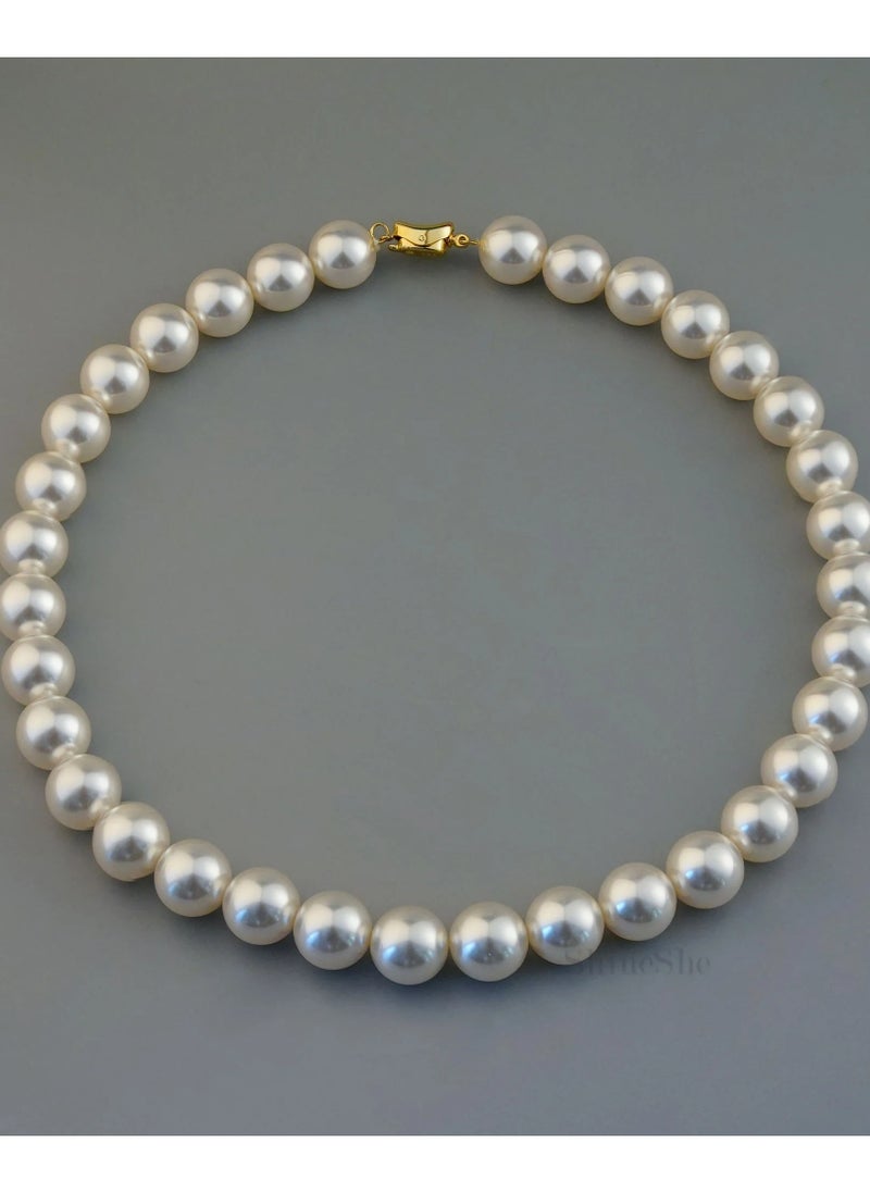 ShineShe New Captivating Allure Magnetic Charm White Pearl Necklace(12mm), ShineShe  - Image 2