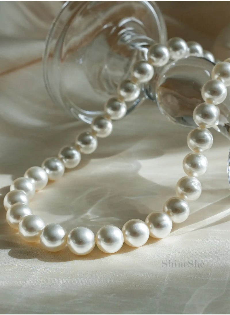 ShineShe New Captivating Allure Magnetic Charm White Pearl Necklace(12mm), ShineShe  - Image 4