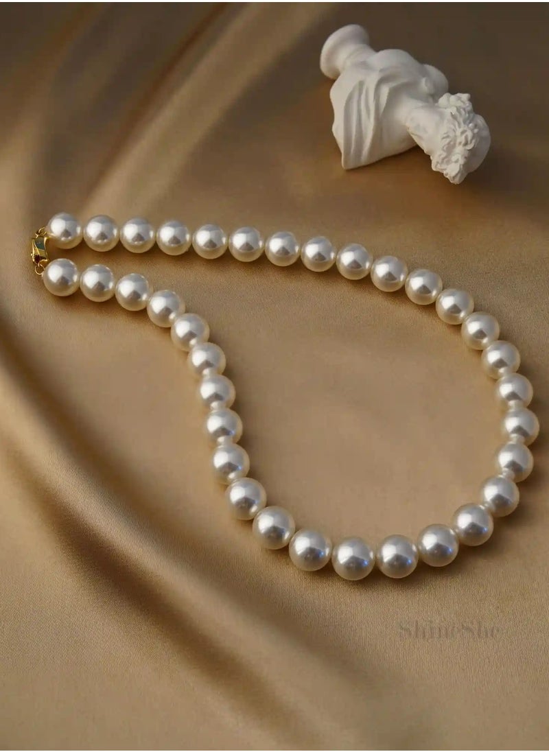 ShineShe New Captivating Allure Magnetic Charm White Pearl Necklace(12mm), ShineShe  - Image 5