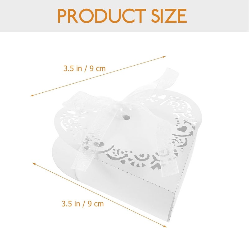 PERSELOSO 50pcs White Heart Hollow Paper Candy Boxes European Style Wedding Favor Wrapping Boxes Bride Candy Containers for Valentines and Party - Image 2