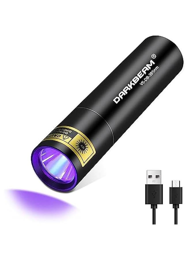 Powerful Mini USB-C Rechargeable UV Black Light Flashlight 395 NM for detecting Pet Urine, Stains, Resin Curing, and Fluorescent Agents. - Image 1