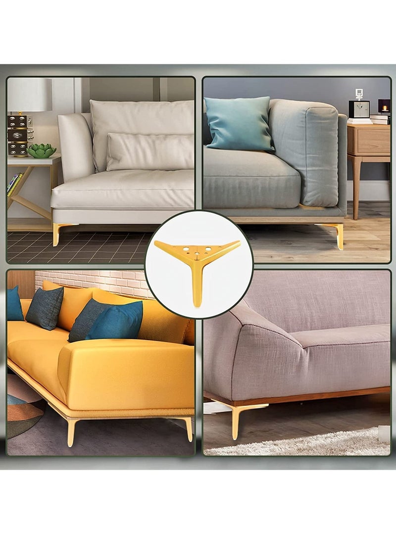 Metal Golden Furniture Sofa Legs DIY Replacement Heavy Duty Modern Triangle Steel Feet for Cabinet Dresser TV Stand End Coffee Table Cupboard Couch Bed Chair Armchair Wardrobe Ottoman 5.9inch 15cm - Image 3