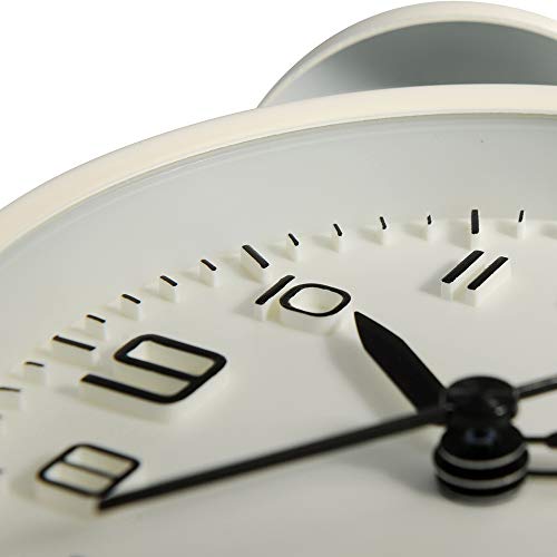 Peakeep 4 Inches Twin Bell Loud Alarm Clock for Heavy Sleepers, Backlight, Battery Operated Old Fashioned Alarm Clock for Bedrooms (3D-Dial, White) - Image 4