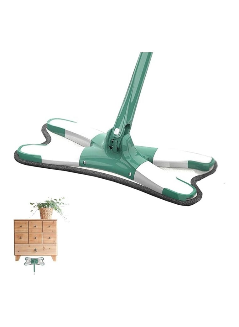 Generic - Lazy Mops X shape Hands Free Cleaner Automatic Flat Squeeze Mop For Home Cleaning Household Daily Use - Green and White - Image 1