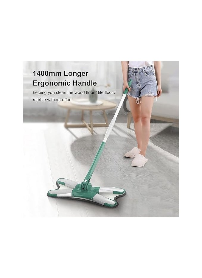 Generic - Lazy Mops X shape Hands Free Cleaner Automatic Flat Squeeze Mop For Home Cleaning Household Daily Use - Green and White - Image 1