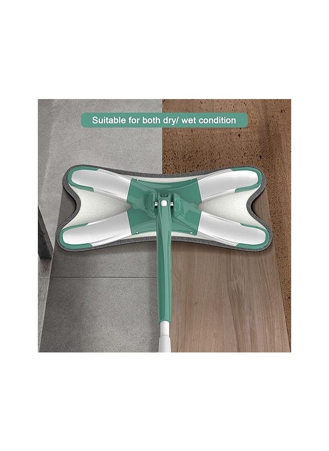 Generic - Lazy Mops X shape Hands Free Cleaner Automatic Flat Squeeze Mop For Home Cleaning Household Daily Use - Green and White - Image 1