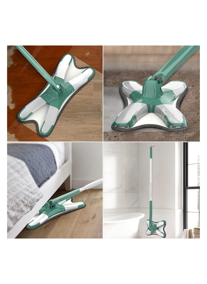 Generic - Lazy Mops X shape Hands Free Cleaner Automatic Flat Squeeze Mop For Home Cleaning Household Daily Use - Green and White - Image 1