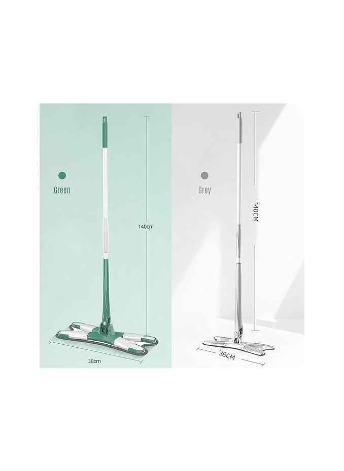 Generic - Lazy Mops X shape Hands Free Cleaner Automatic Flat Squeeze Mop For Home Cleaning Household Daily Use - Green and White - Image 1