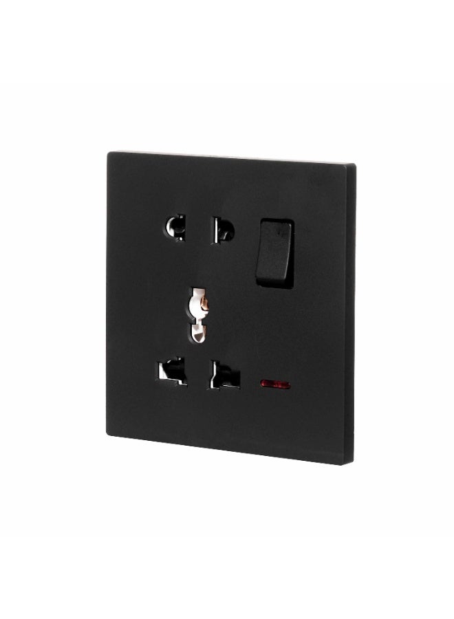 Donmarco DonMarco Single 5 Pin Socket – Ultra Thin Glass, Modern and Durable Design, Fire-Resistant Electric Outlet, 15-Year Warranty, Power Outlet (1, Matt Black)  - Image 4
