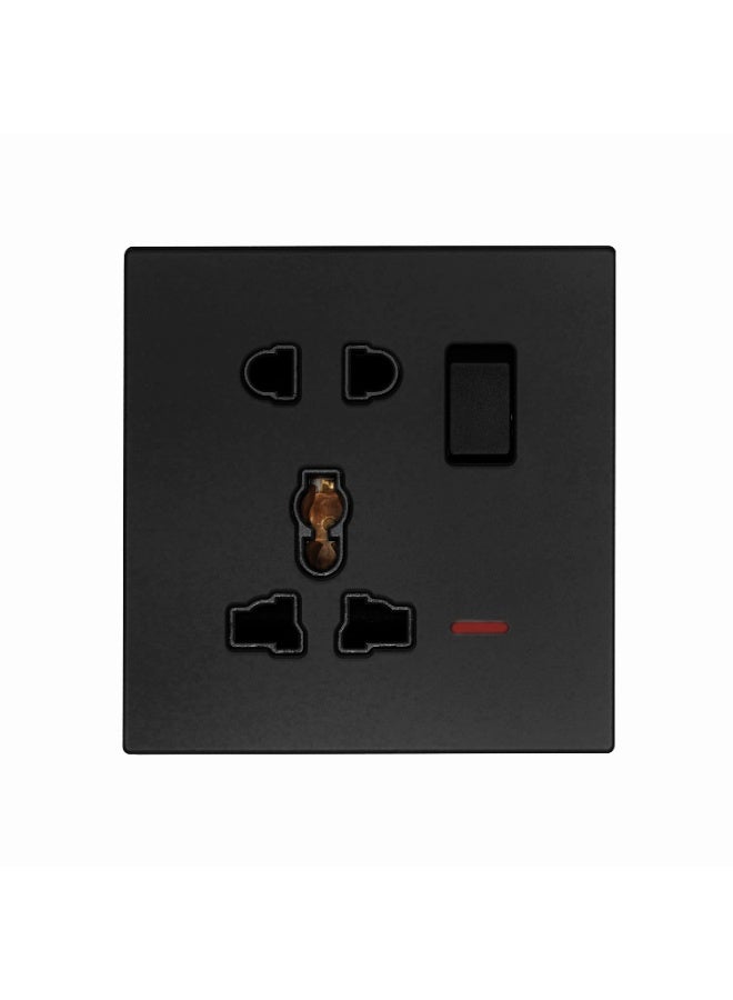 Donmarco DonMarco Single 5 Pin Socket – Ultra Thin Glass, Modern and Durable Design, Fire-Resistant Electric Outlet, 15-Year Warranty, Power Outlet (1, Matt Black)  - Image 1