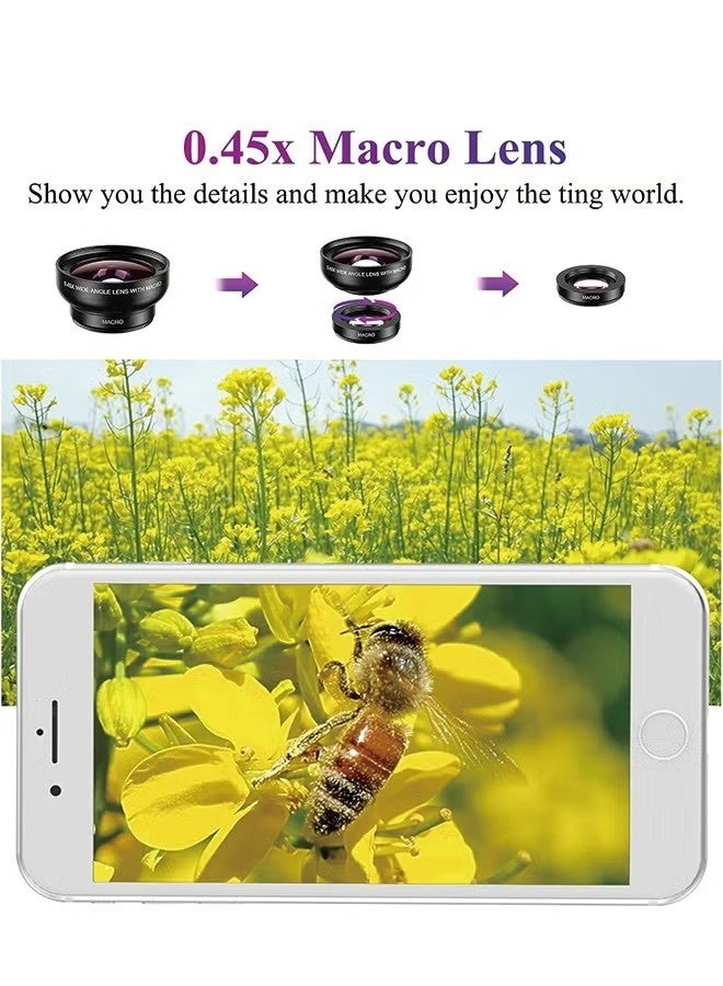 Apexel Phone Camera Lens, 2 in 1 Cell Phone Clip-on Lens Kit 0.45X Wide Angle Lens 140°+ 12.5X Macro Lens Clip-on iPhone Lens for iPhone Samsung and Most of Android Smartphone - Image 5