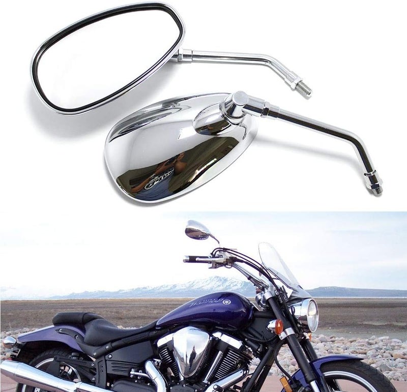 GMI MOTORCYCLE CHROME REARVIEW SIDE MIRRORS FOR KAWASAKI SUZUKI CHOPPER SCOOTER 10MM - Image 4