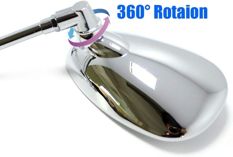 GMI MOTORCYCLE CHROME REARVIEW SIDE MIRRORS FOR KAWASAKI SUZUKI CHOPPER SCOOTER 10MM - Image 3