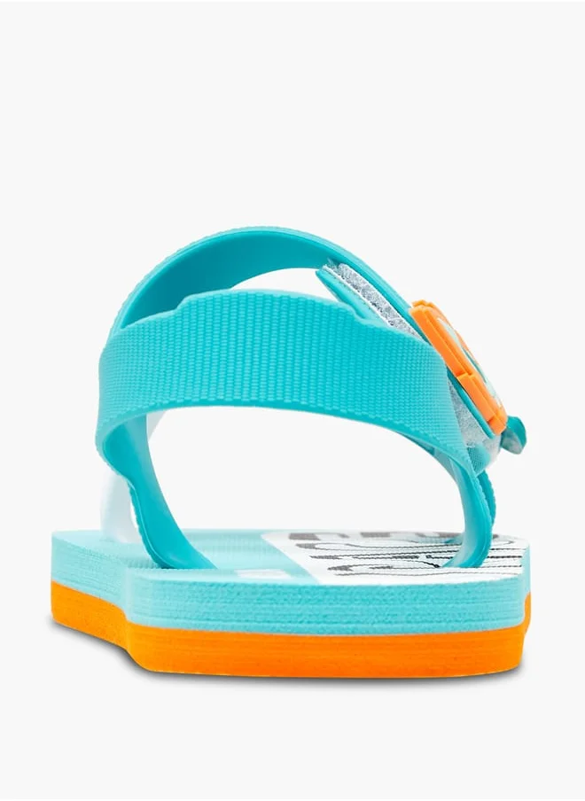 أكوا Boys' Applique Detail Sandals with Hook and Loop Closure