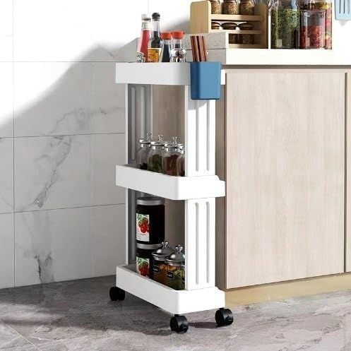 Cyrox 2Tier 3Tier Space Saving Storage Rack Dining Side Corner Kitchen cart Trolley Fruit Vegetable Snacks Storage Basket for Bathroom Shelves Room Household Office 3 Layer Slim - Image 1