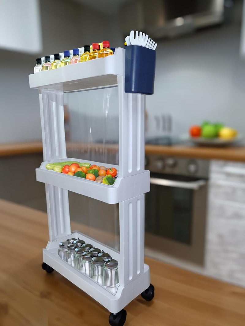 Cyrox 2Tier 3Tier Space Saving Storage Rack Dining Side Corner Kitchen cart Trolley Fruit Vegetable Snacks Storage Basket for Bathroom Shelves Room Household Office 3 Layer Slim - Image 2