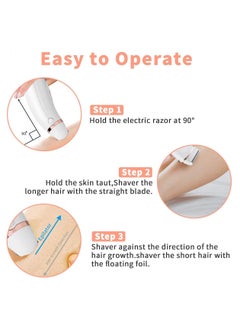 ASIV Women Electric Shaver, 3 in 1 Wet & Dry Painless Hair Removal IPX6 Waterproof Lady Electric Razor, Cordless Facial Body Epilator for Bikini Legs Arm Forearms Underarm w/ 2 Changeable Trimmer Heads  - Image 4