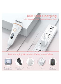 ASIV Women Electric Shaver, 3 in 1 Wet & Dry Painless Hair Removal IPX6 Waterproof Lady Electric Razor, Cordless Facial Body Epilator for Bikini Legs Arm Forearms Underarm w/ 2 Changeable Trimmer Heads  - Image 5