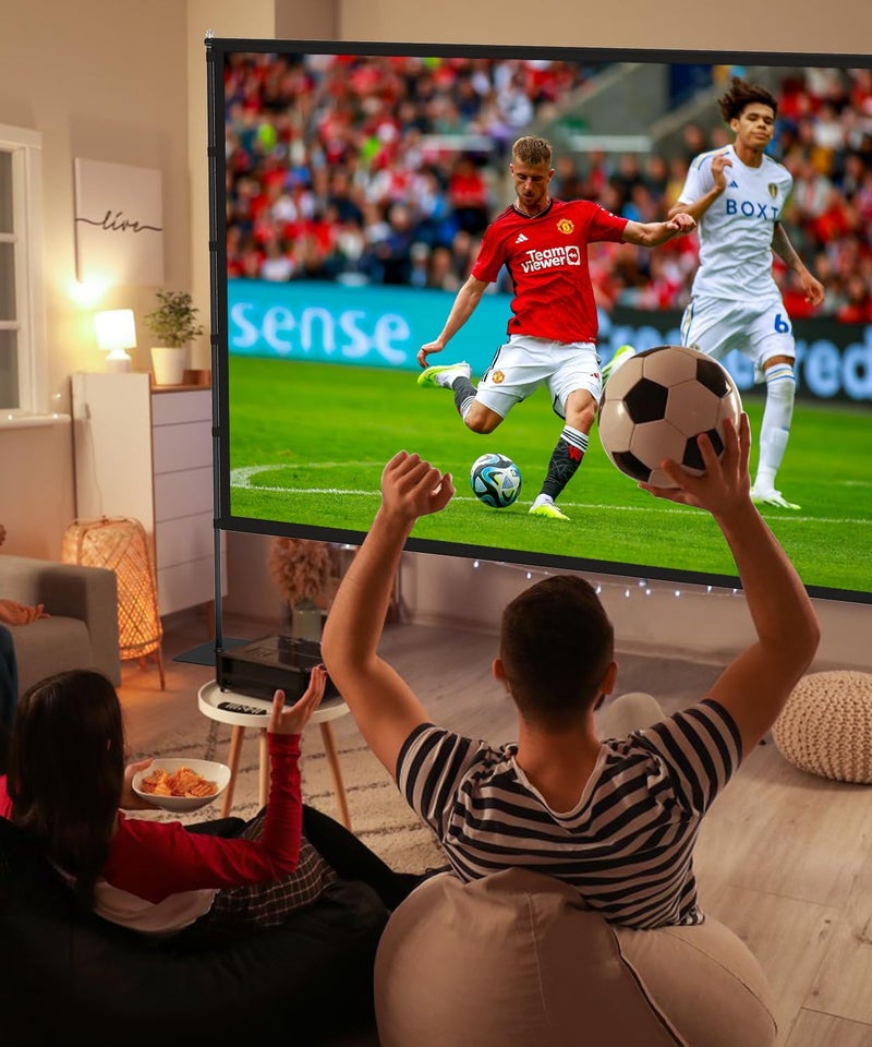 STWUI Outdoor-Projector-Screen-with-Stand - 120 inch Portable Projector Screen Indoor Outdoor Projector Screens 16:9 4K HD Lightweight Movie Screen with Carry Bag for Backyard Movie Night - Image 3