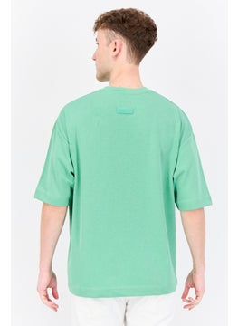 Blank Essentials Men Crew Neck Short Sleeve Brand Logo T-Shirt, Tropical Green  - Image 3