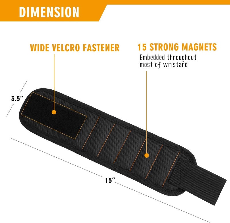 GOOACC GOOACC Magnetic Wristband with 15 Strong Magnets for Holding Screws Nails Drill Bits Holding Tools Best Unique Tool Gift for DIY Handyman Father Dad Husband Boyfriend Men Women2 years Warranty - Image 2