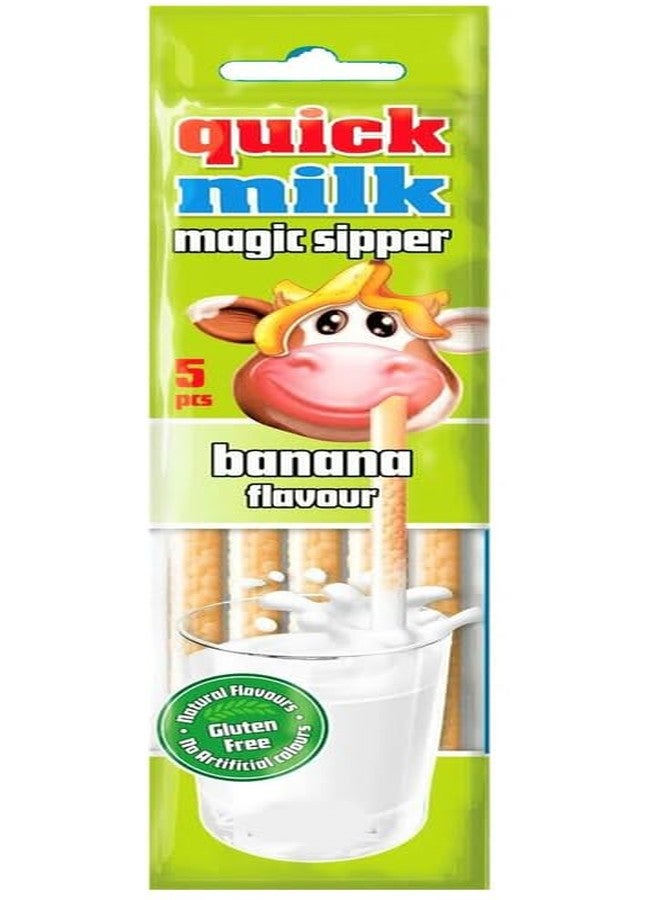 Quick Milk Gluten-free Magic Sipper Straws (Banana Flavour)-Pack of 1, (30g) | Imported | Magic Sipper - Image 1