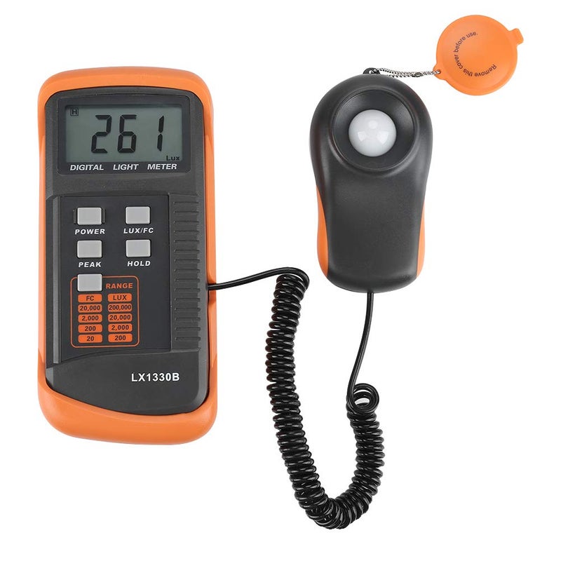 klarako Digital Luxmeter, LX1330B Digital Luxmeter LCD Display Light Meter 0-200,000 Lux Testing Illuminometer - Image 1