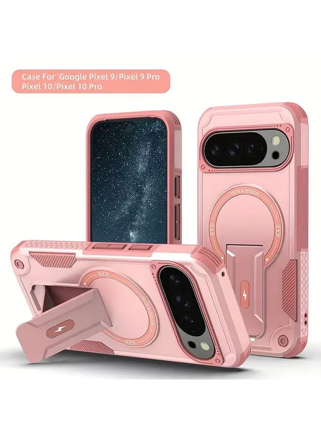 New High End Magnetic Anti Drop Phone Case For Pixel 9 Blue With Invisible Bracket Handsfree Viewing Shockproof Protective Cover Retro Style - Image 5