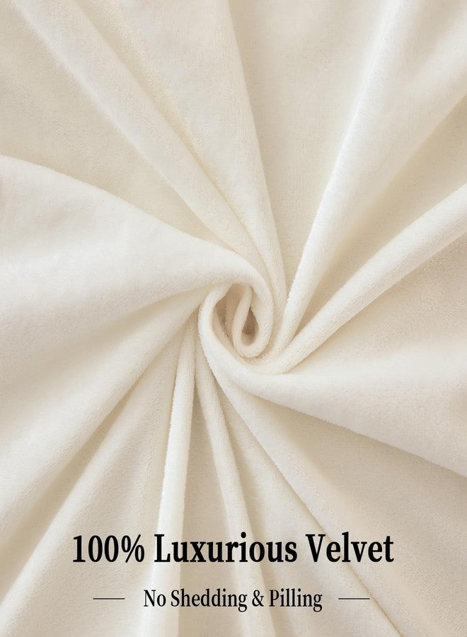 PHF Super Soft Velvet Duvet Cover King Size, 3pcs Luxurious Warm Velour Fluffy Bedding Set with 8 Ties, Cozy Breathable Flannel Comforter Cover with Pillow Shams, Zipper Closure, 104"x90", Cream - Image 3