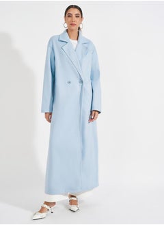 Regular Fit Maxi Length Wool Like Buttoned Coat
