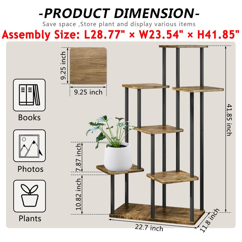 AZERPIAN Plant Stand 7 Tier Indoor Metal Flower Shelf for Multiple Plants Corner Tall Flower Holders for Patio Garden Living Room Balcony Bedroom, Black (7 Tier-Black) - Image 4