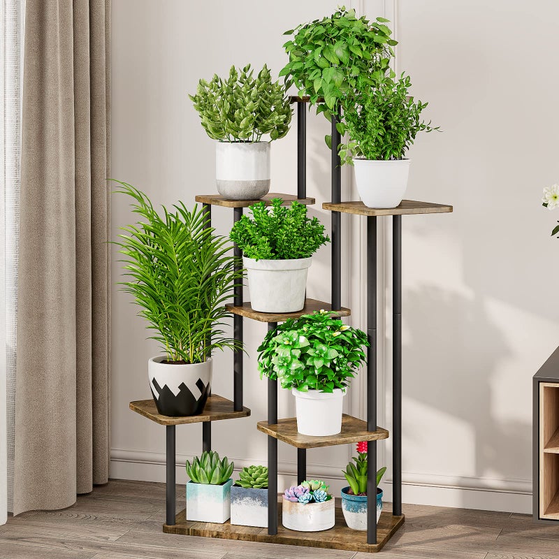 AZERPIAN Plant Stand 7 Tier Indoor Metal Flower Shelf for Multiple Plants Corner Tall Flower Holders for Patio Garden Living Room Balcony Bedroom, Black (7 Tier-Black) - Image 2