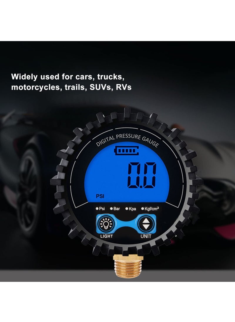 Loquat Digital Air Pressure Gauge with Large Screen Display, 1/8 Thread 10mm Tire Pressure Gauge, Inflatable, Accurate Measurement - Image 3