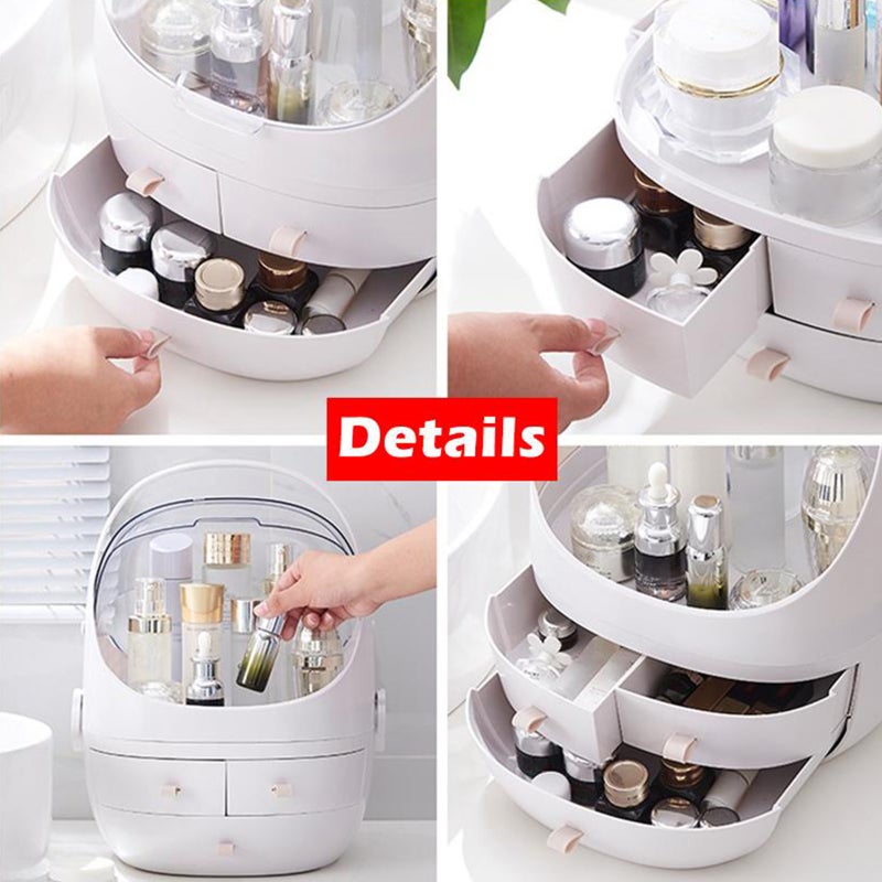 Makeup Storage Organizer Waterproof Cosmetics Display Case with Drawer Detachable Storage Box and Transparent Cover Display SkinCare for Bathroom Countertop Bedroom Vanity Desk Travel - Image 5