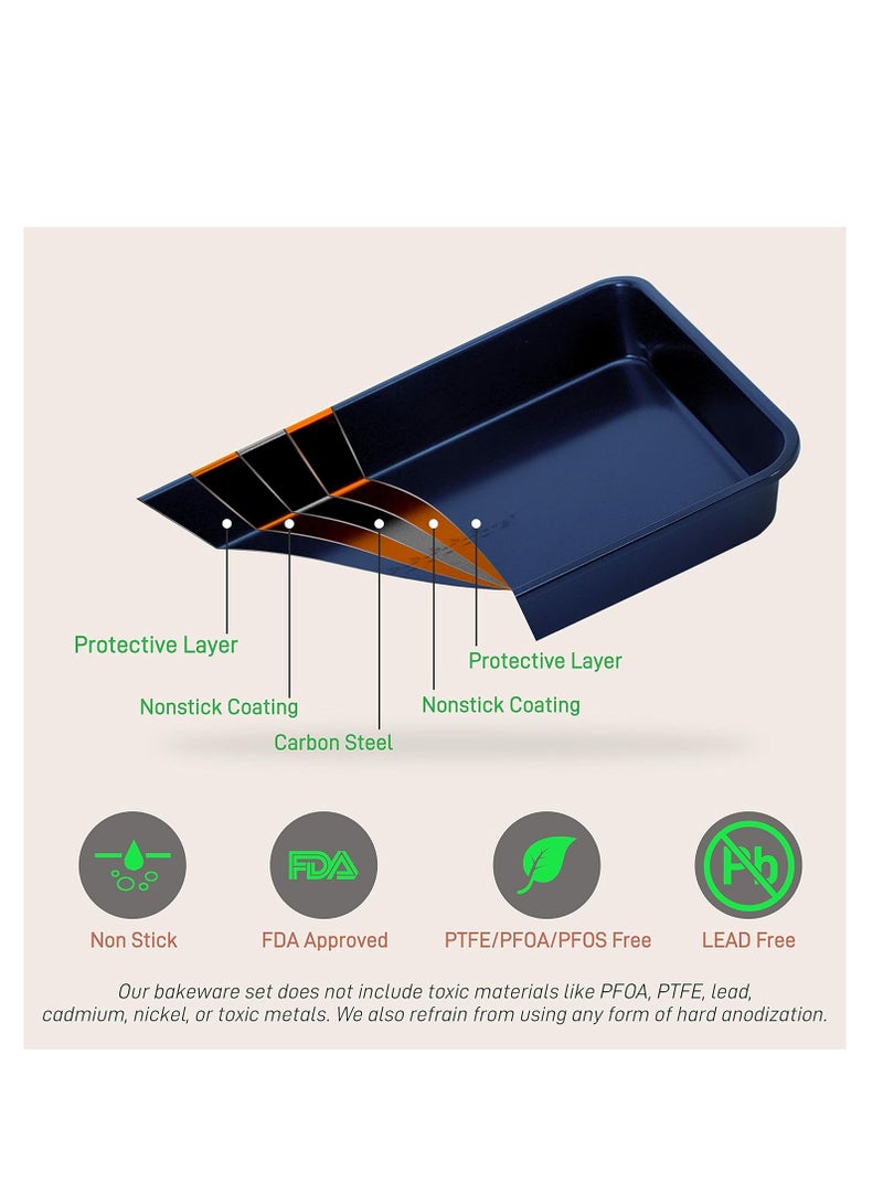 NutriChef 6-Piece Non-Stick Baking Pans - Carbon Steel Baking Trays with Nonstick Coating - Includes Muffin Pan, Loaf Pan, Cookie Sheets, & Round Pan - Restaurant Quality Baking Set, Dishwasher Safe - Image 3