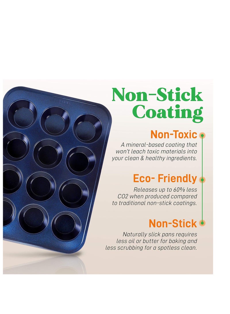 NutriChef 6-Piece Non-Stick Baking Pans - Carbon Steel Baking Trays with Nonstick Coating - Includes Muffin Pan, Loaf Pan, Cookie Sheets, & Round Pan - Restaurant Quality Baking Set, Dishwasher Safe - Image 4