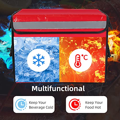 TooCust Red XL Insulated Food Delivery Bag - 18.1" x 13.8" x 13.8", Commercial Insulated Pizza Delivery Bag with Divider, Waterproof & Foldable Catering Bag Food Deliveries, Delivery Pizza Bags 12 Inches - Image 2
