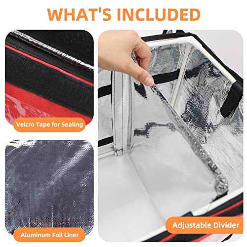TooCust Red XL Insulated Food Delivery Bag - 18.1" x 13.8" x 13.8", Commercial Insulated Pizza Delivery Bag with Divider, Waterproof & Foldable Catering Bag Food Deliveries, Delivery Pizza Bags 12 Inches - Image 5