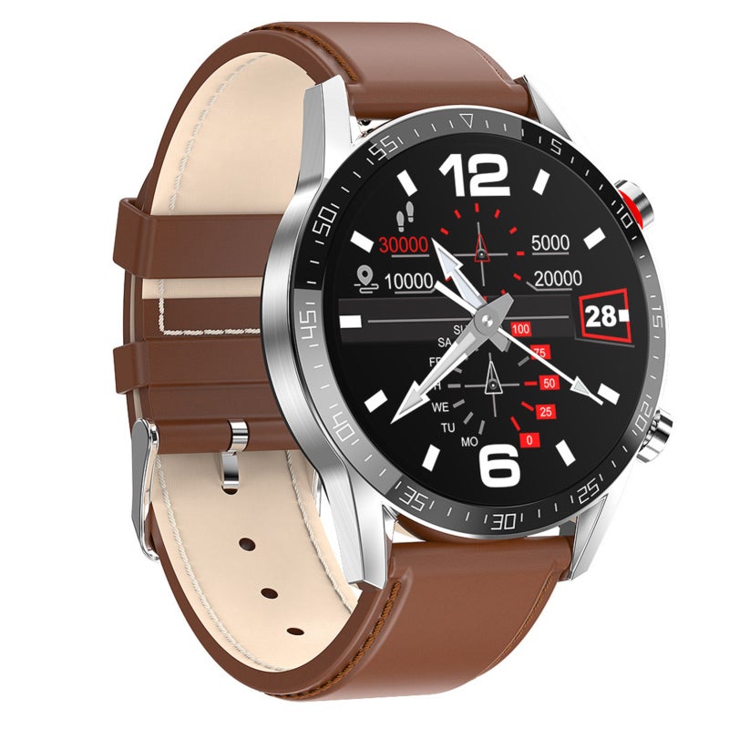 Smartwatch: 1.3-Inch HD Touchscreen Brown - Waterproof Design Fitness Tracker for Swimming Outdoor Activities Health Monitoring On-The-Go Use - Image 1
