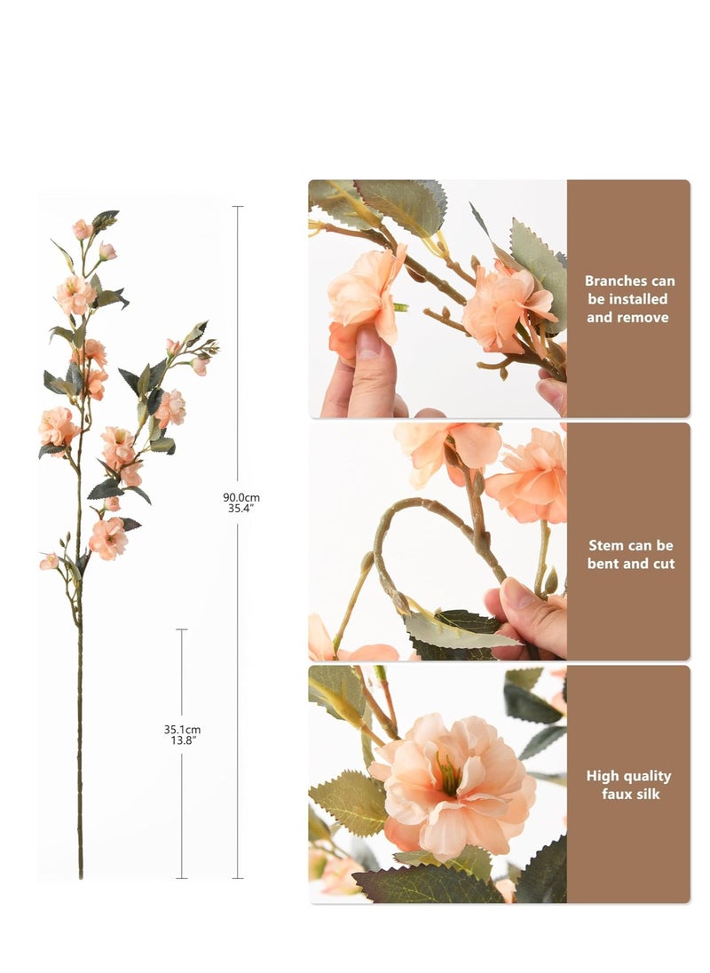 SYOSI Artificial Champagne Rose, Simulated Silk Flowers, 6 Pcs 35.4" Faux Camellia Branches, Artificial Cherry Blossom Flowers for Vase, Floor Arrangements, Wedding, Party, Office, Living Room  - Image 3
