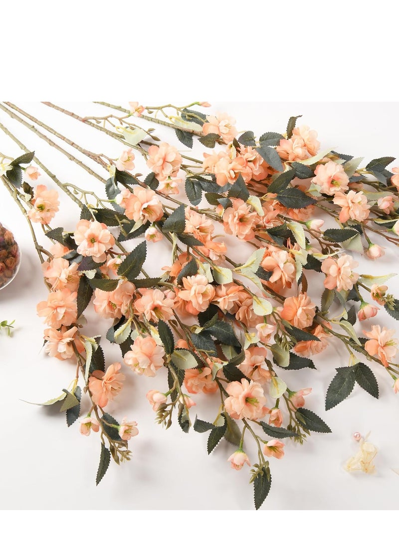 SYOSI Artificial Champagne Rose, Simulated Silk Flowers, 6 Pcs 35.4" Faux Camellia Branches, Artificial Cherry Blossom Flowers for Vase, Floor Arrangements, Wedding, Party, Office, Living Room  - Image 2