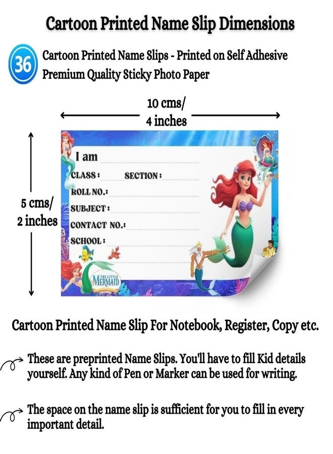 AanyaCentric 36nos Cartoon Printed Name Sticker for Kids | 4 x 2 inch | Self Fill in Sticky Labels for Book Register Copy - Image 3