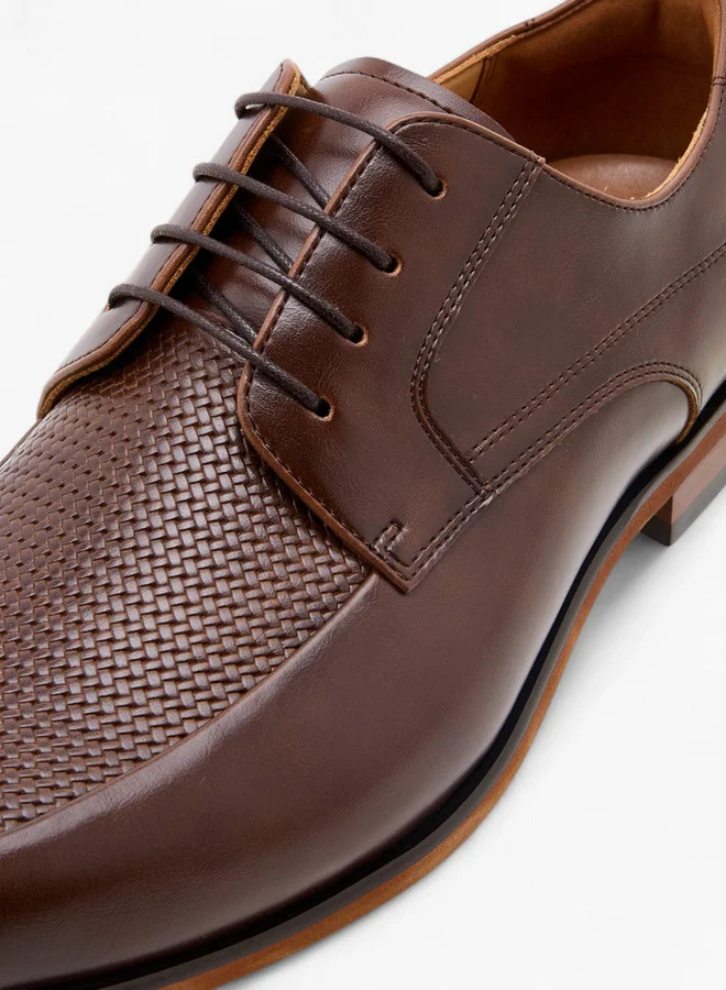 DUCHINI Men's Textured Lace-Up Derby Shoes