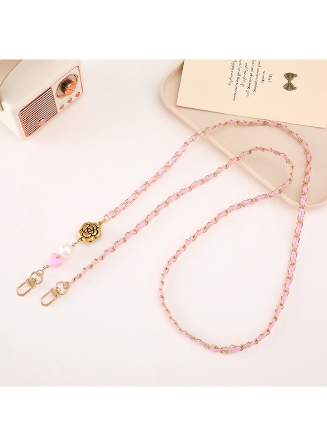 NIBEMINENT Phone Charm/ Chain Strap for Women Girls, Xiao Xiangfeng Pearl String Skin Cell Phone Case Lanyard Wrist Strap，K3675/Pink
